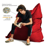 Pouf Géant XXL Intérieur et Extérieur, Déhoussable, Salon, Jardin, Deco Arts Rouge piment - Deco-arts.fr