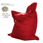 Pouf géant rouge piment waterproof et déhoussable, idéal pour salon ou jardin, avec mousse confortable, modèle Deco-arts.fr