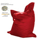 Giant XXL red pouf for outdoor use, waterproof and removable cover, ideal for garden or patio lounging.