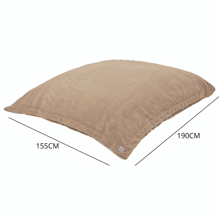 Pouf Géant XXL 190x155 Beige, garnissage en flocons de mousse