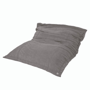 Puf Gigante XXL 190x155 Gris Plata - Sherpa y Espuma (Sofá de Suelo de 2 Plazas)