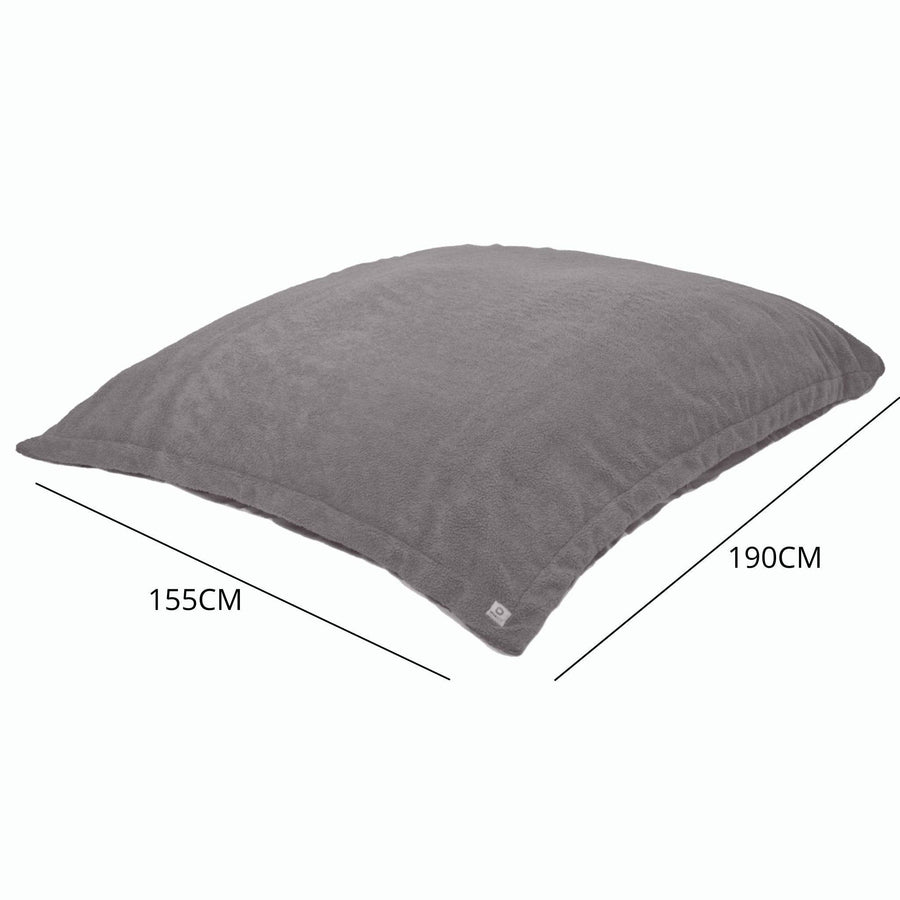 Puf Gigante XXL 190x155 Gris Plata, relleno de copos de espuma