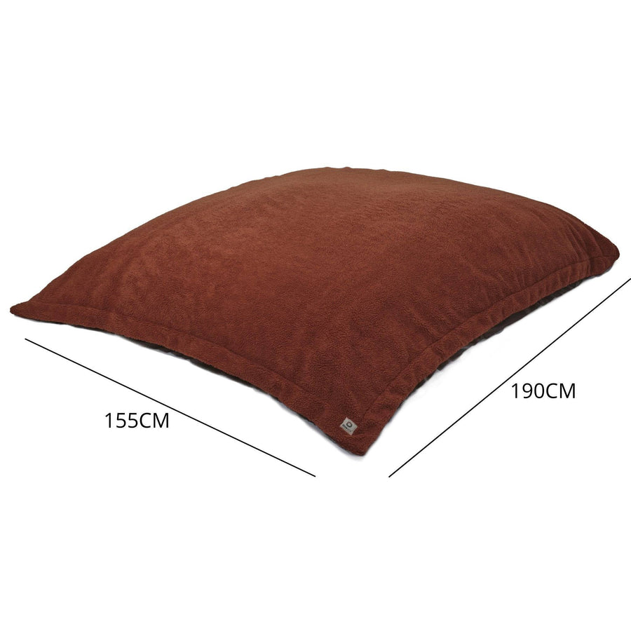 Puf Gigante XXL 190x155 Terracota, tejido sherpa