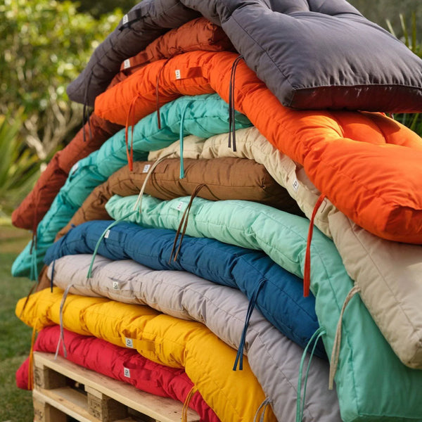 Détail tissu matelas bleu caraïbes