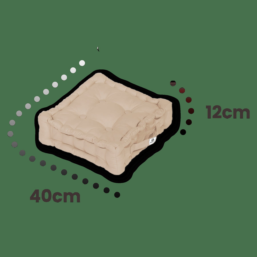 Lot de 2 Coussins de Sol 40x40 Beige Clair, tissu anti-UV et déperlant
