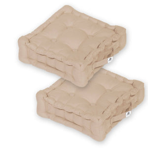 Lot de 2 Coussins de Sol 40x40 Beige Clair - Épais 12cm & Poignée