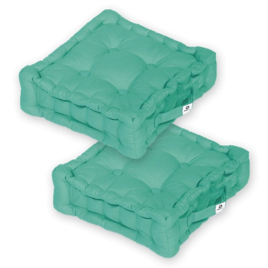 Lot de 2 Coussins de Sol 40x40 Bleu Caraïbes, épaisseur 12 cm