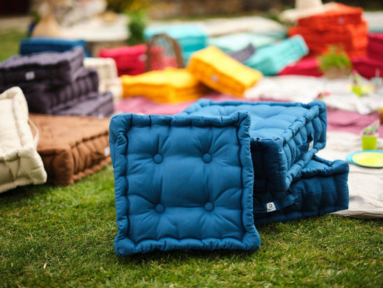 Coussin de sol lot de 2  - 40 x 40 cm Bleu Petrole - Deco-arts.fr