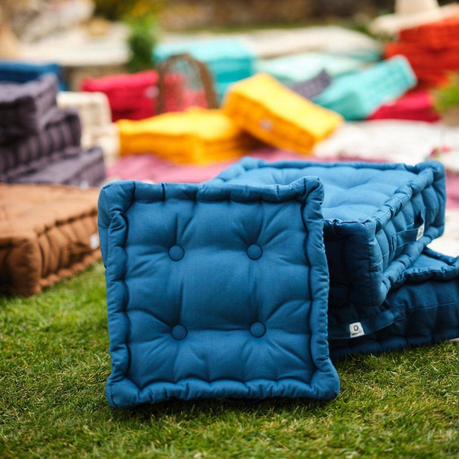 Coussin de sol lot de 2  - 40 x 40 cm Bleu Petrole - Deco-arts.fr