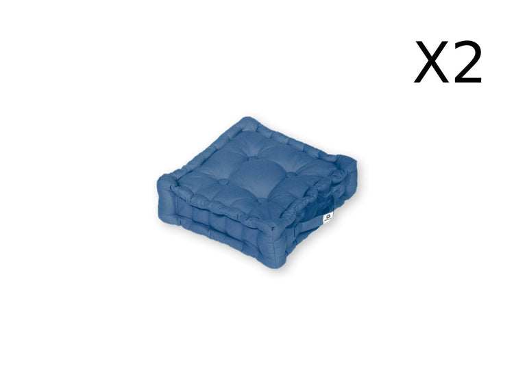 Coussin de sol lot de 2  - 40 x 40 cm Bleu Petrole - Deco-arts.fr