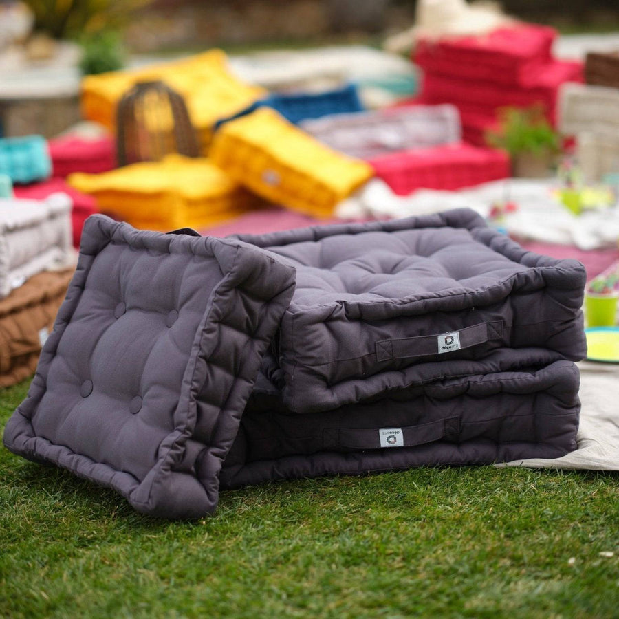 Coussin de sol lot de 2  - 40 x 40 cm Gris Carbone - Deco-arts.fr