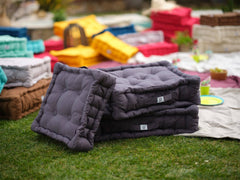 Juego de 2 cojines de suelo - 40 x 40 cm Gris Carbón