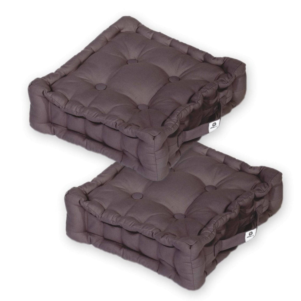 Lote de 2 Cojines de Suelo 40x40 Gris Carbón, grosor de 12 cm