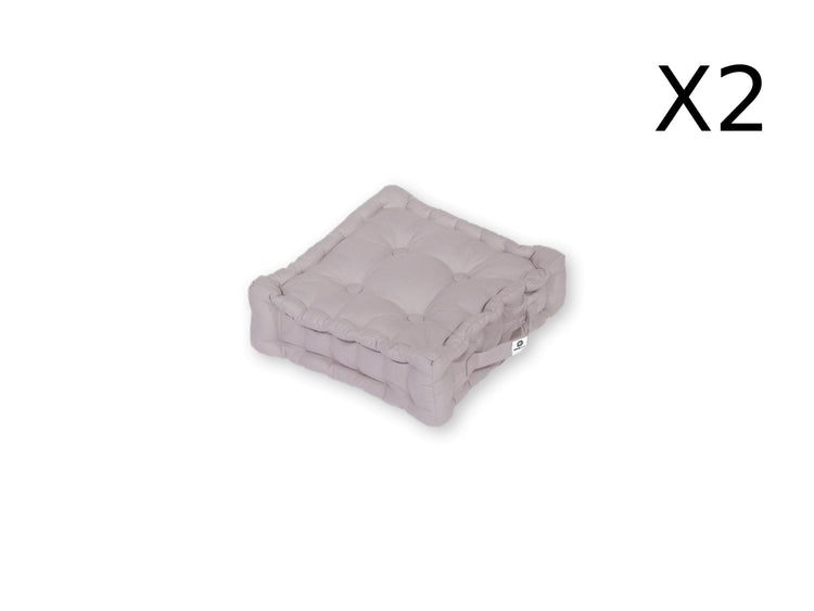 Coussin de sol lot de 2  - 40 x 40 cm Gris Galet - Deco-arts.fr