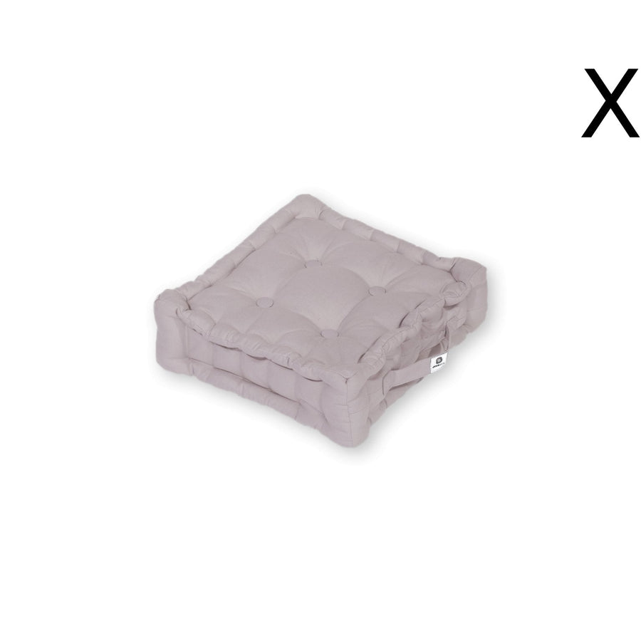 Lot de 2 Coussins de Sol 40x40 Gris Galet, tissu polyester