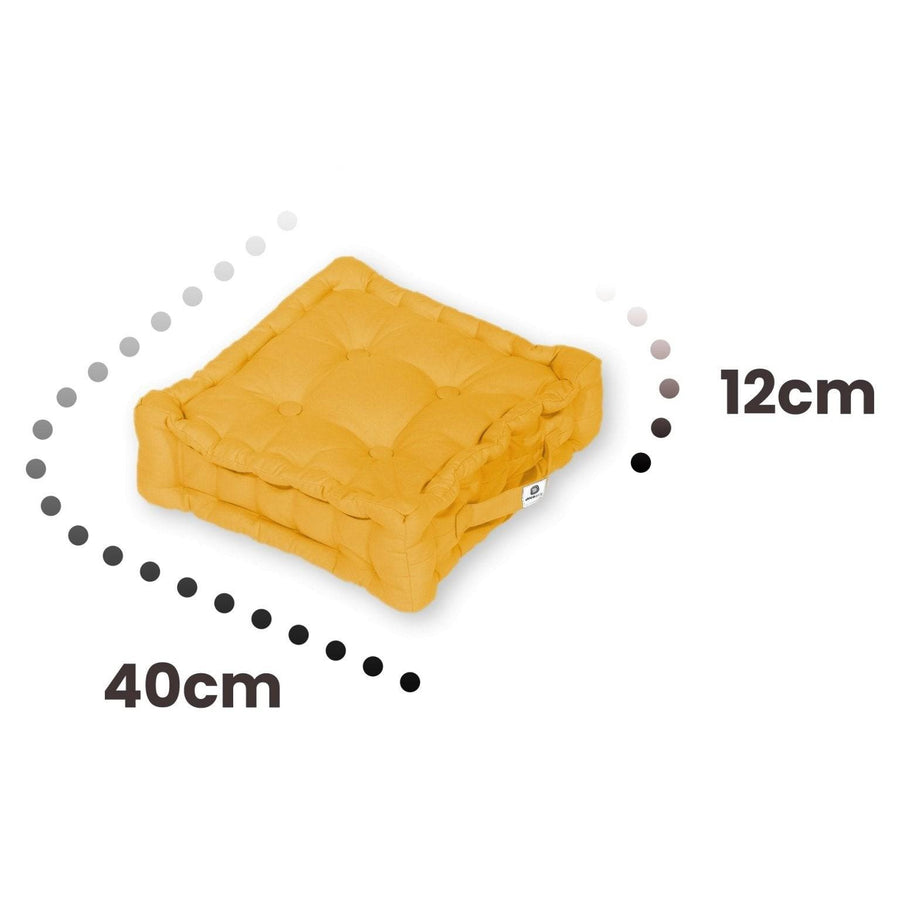 Lote de 2 Cojines de Suelo 40x40 Amarillo Miel, tejido anti-UV e hidrófugo
