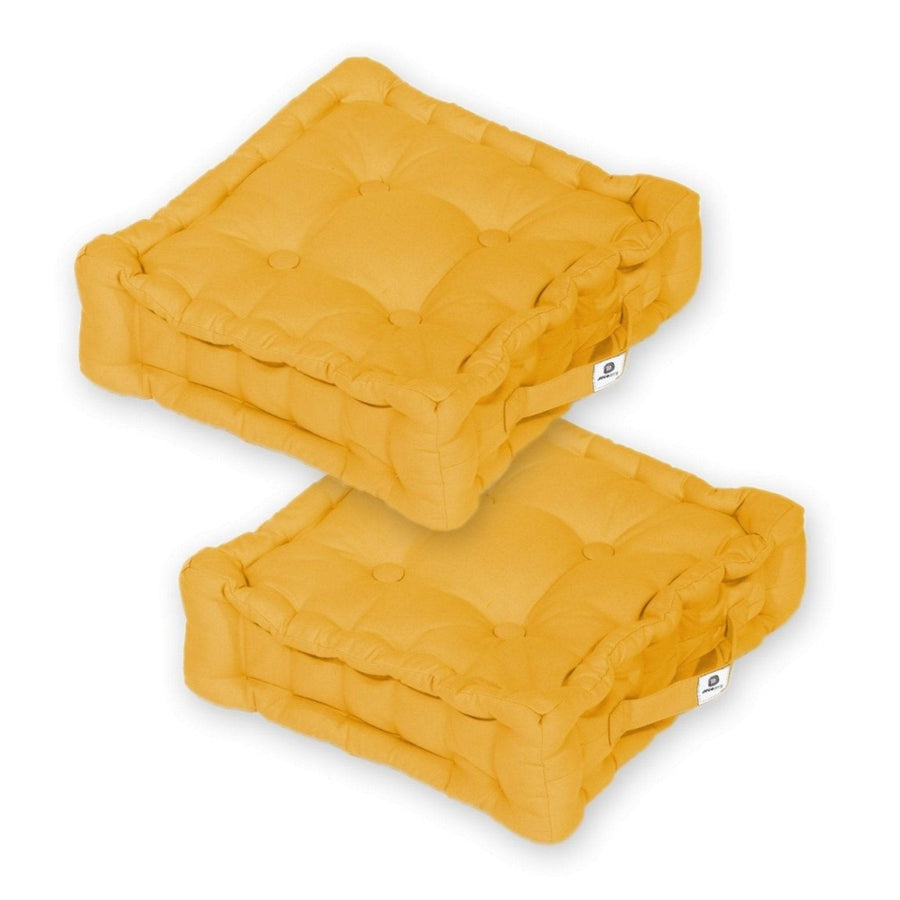 Lote de 2 Cojines de Suelo 40x40 Amarillo Miel, grosor de 12 cm