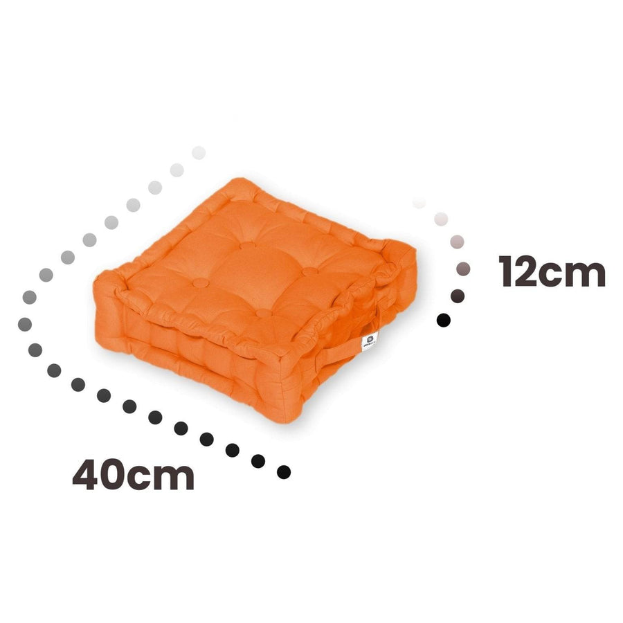 Lot de 2 Coussins de Sol 40x40 Orange, tissu anti-UV et déperlant
