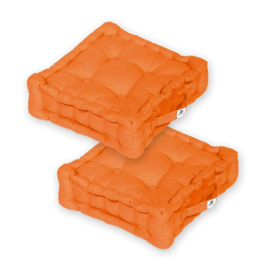Lot de 2 Coussins de Sol 40x40 Orange, épaisseur 12 cm