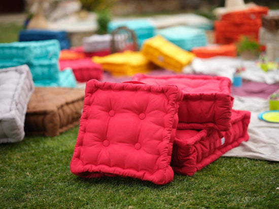 Coussin de sol lot de 2  - 40 x 40 cm Rouge Piment - Deco-arts.fr
