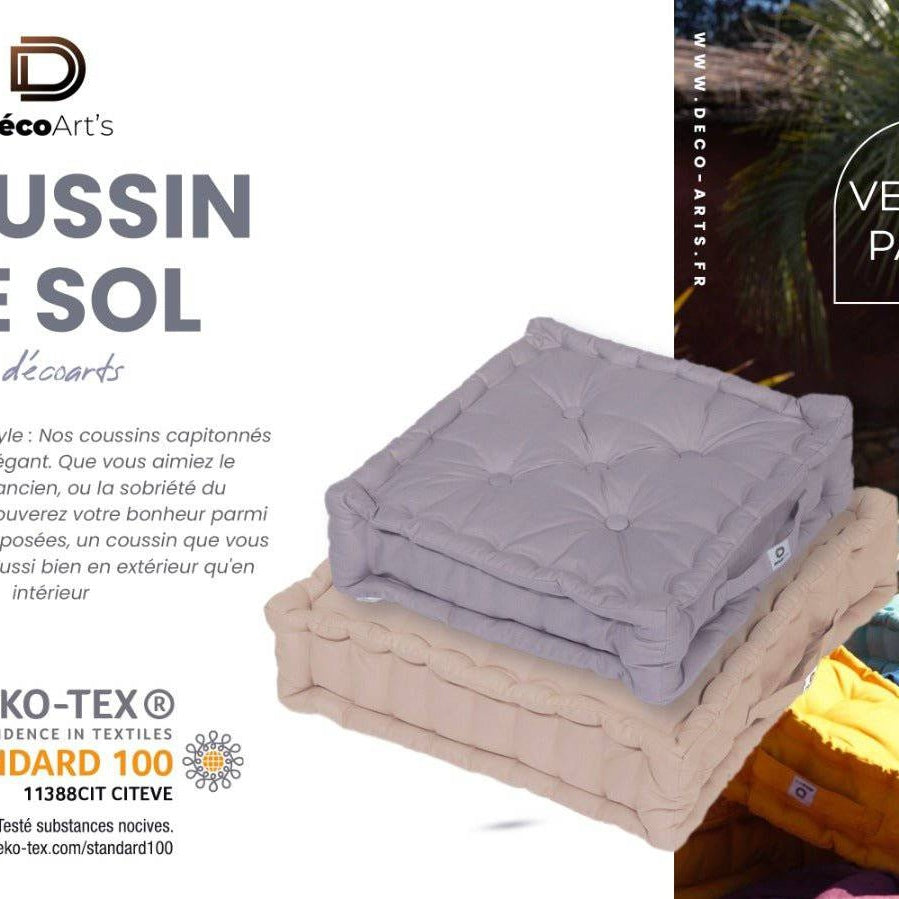 Lot de 2 Coussins de Sol 40x40 Rouge Piment, garnissage en flocons de mousse