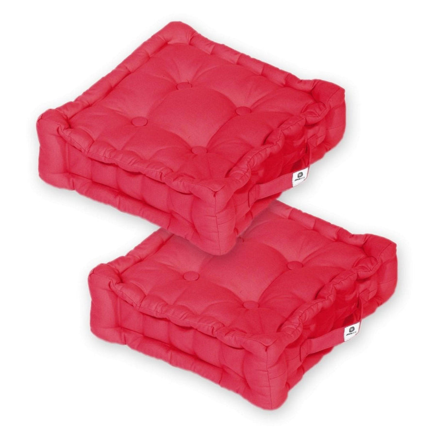 Lot de 2 Coussins de Sol 40x40 Rouge Piment, épaisseur 12 cm