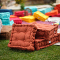 Lote de 2 Cojines de Suelo 40x40 Terracota - Grueso 12cm & Asa de Transporte