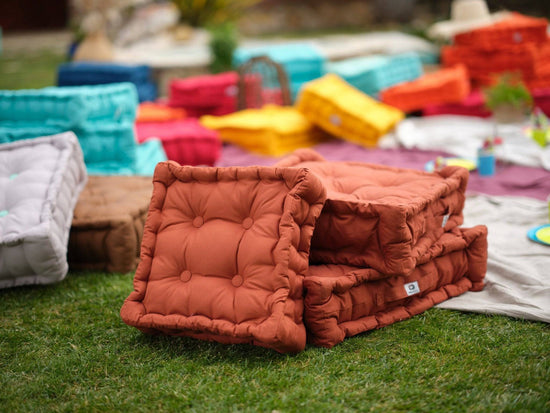 Coussin de sol lot de 2  - 40 x 40 cm Terracotta - Deco-arts.fr