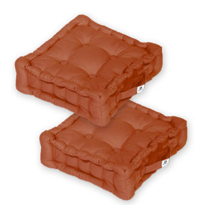 Lot de 2 Coussins de Sol 40x40 Terracotta - Épais 12cm & Poignée
