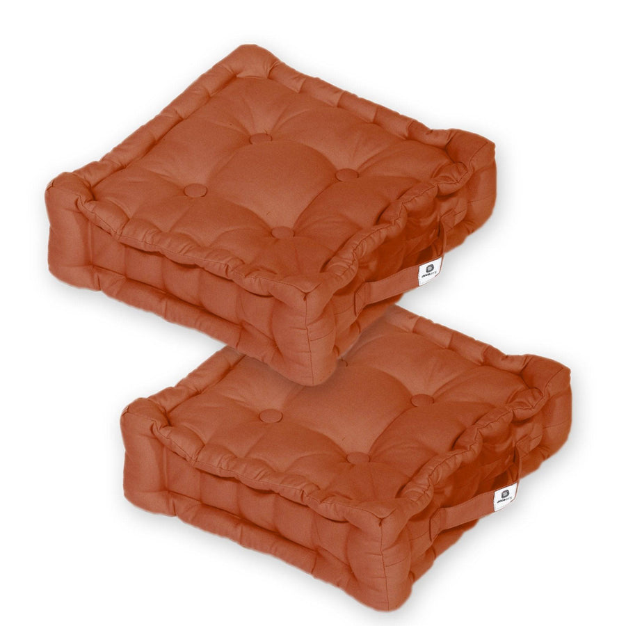 Lote de 2 Cojines de Suelo 40x40 Terracota, grosor de 12 cm