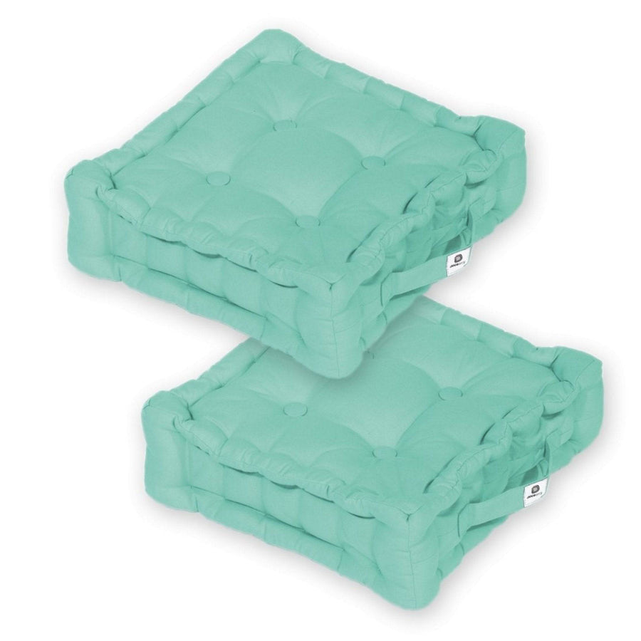 Lote de 2 Cojines de Suelo 40x40 Verde Menta, grosor de 12 cm