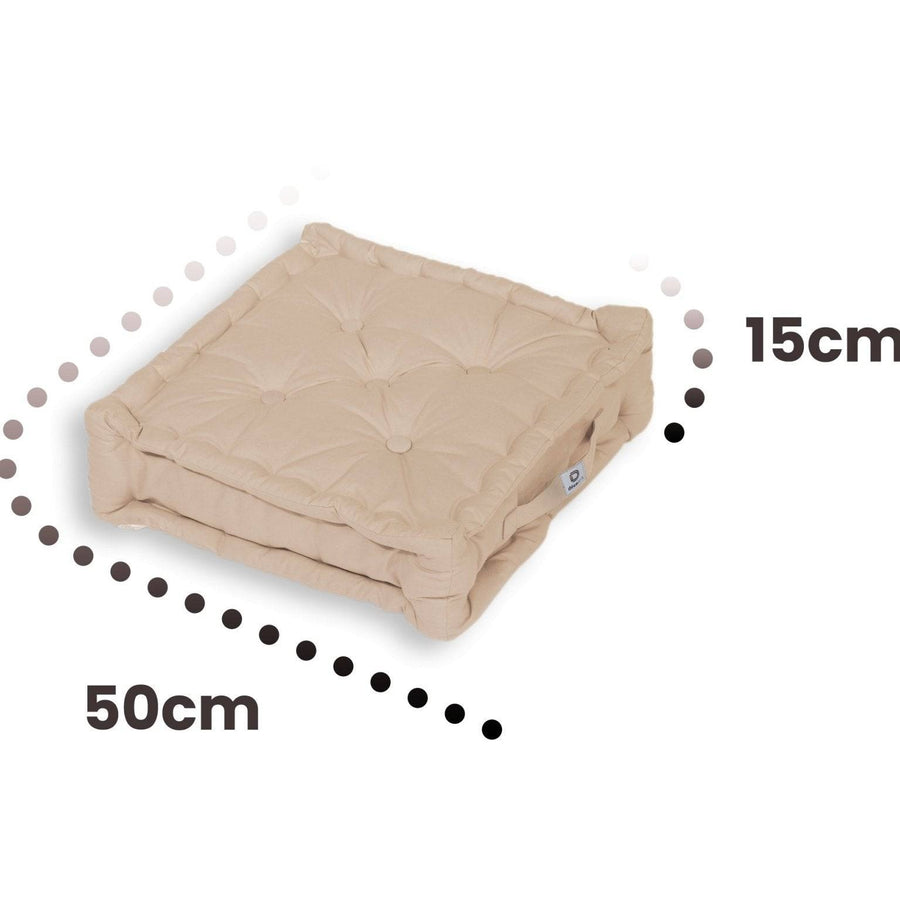 Lote de 2 Cojines de Suelo XL 50x50 Beige Clair, tejido anti-UV e hidrófugo