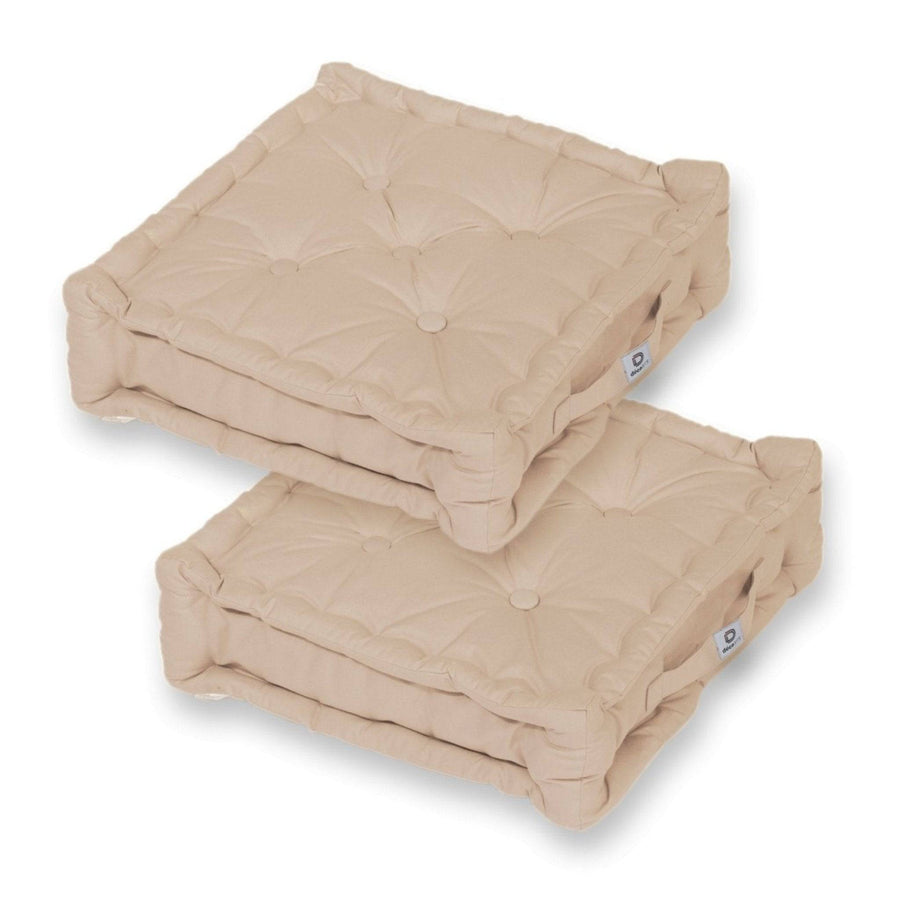 Lote de 2 Cojines de Suelo XL 50x50 Beige Clair, grosor de 15 cm