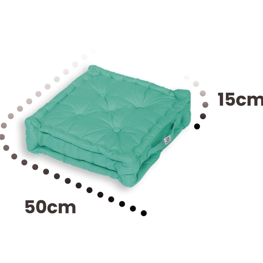 Lote de 2 Cojines de Suelo XL 50x50 Azul Caribe, tejido anti-UV e hidrófugo