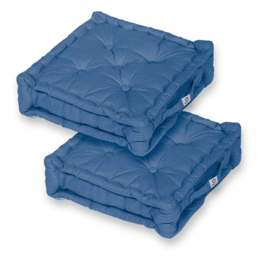 Lote de 2 Cojines de Suelo XL 50x50 Azul Petróleo, grosor de 15 cm