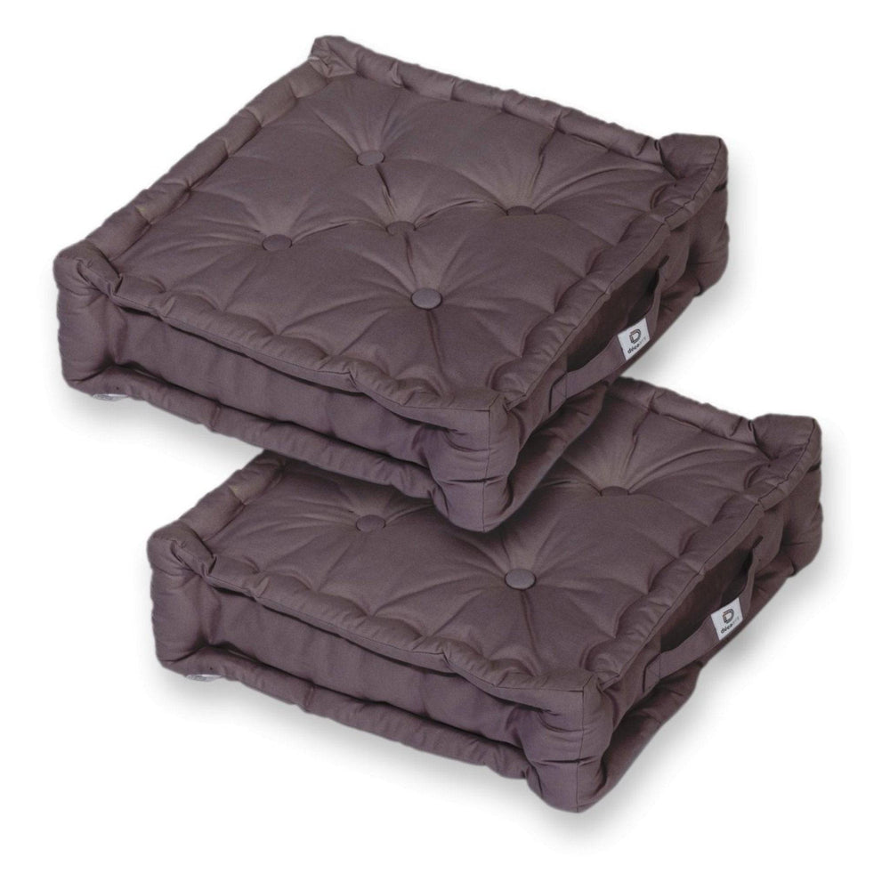 Lote de 2 Cojines de Suelo XL 50x50 Gris Carbón, grosor de 15 cm