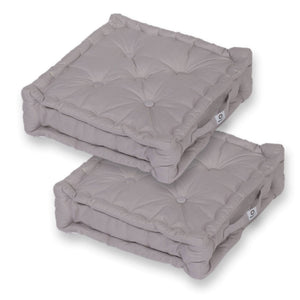 Lote de 2 Cojines de Suelo XL 50x50 Gris Guijarro - Grueso 15cm & Asa de Transporte