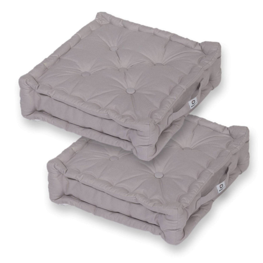 Lote de 2 Cojines de Suelo XL 50x50 Gris Guijarro, grosor de 15 cm