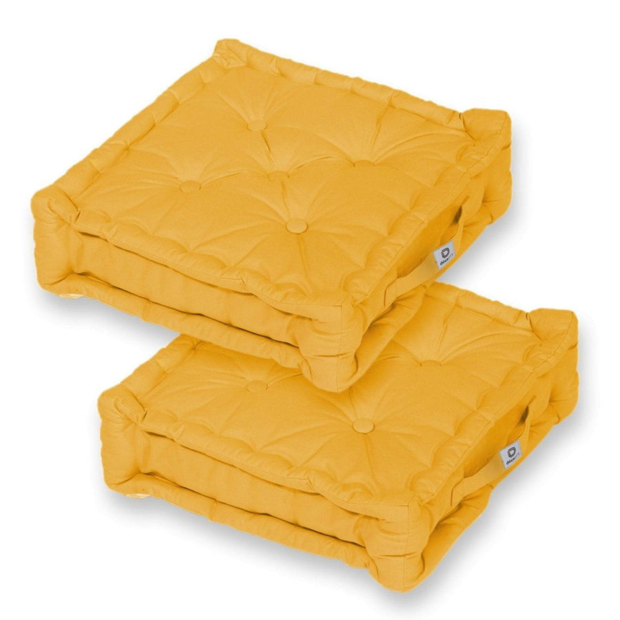 Lote de 2 Cojines de Suelo XL 50x50 Amarillo, grosor de 15 cm