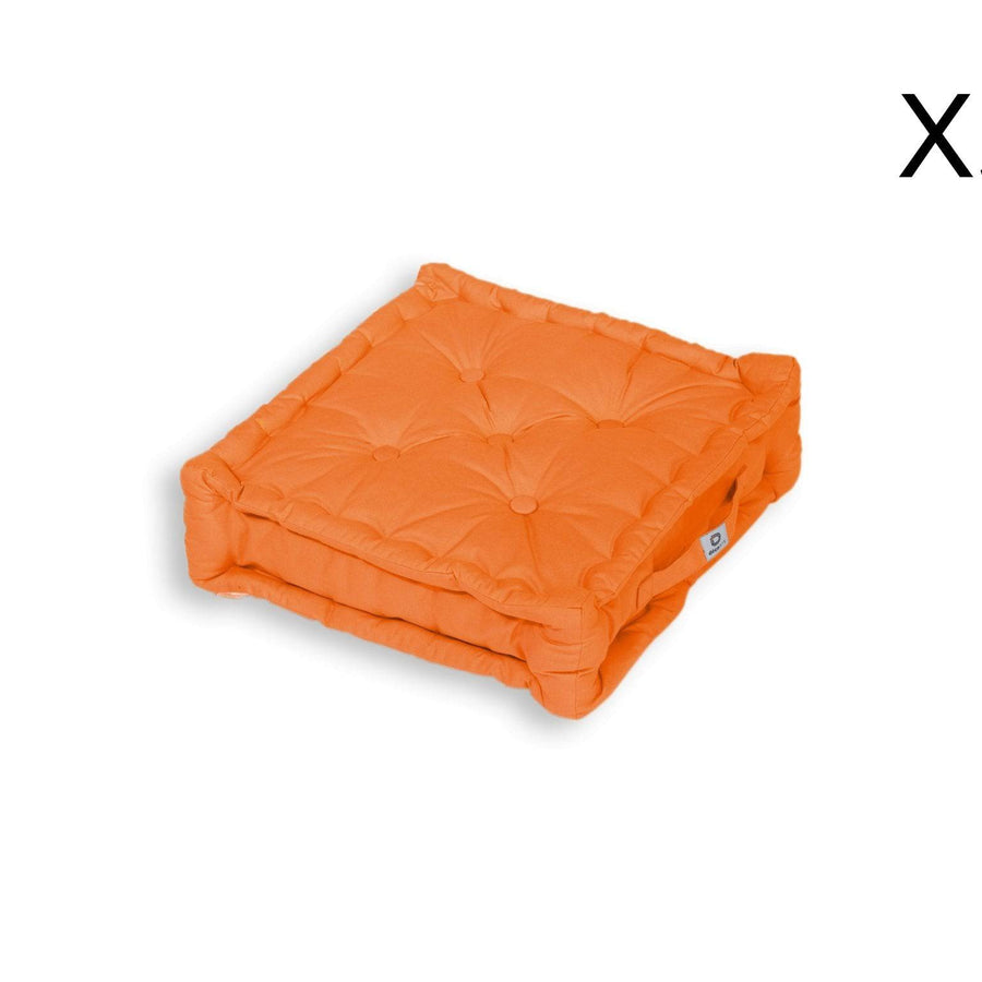 Lot de 2 Coussins de Sol XL 50x50 Orange, garnissage en flocons de mousse