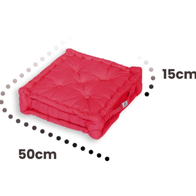 Coussin de sol lot de 2  - 50 x 50 cm Rouge Piment - Deco-arts.fr