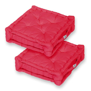 Lot de 2 Coussins de Sol XL 50x50 Rouge Piment - Épais 15cm & Poignée