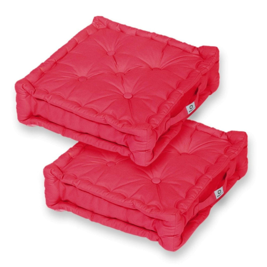 Lote de 2 Cojines de Suelo XL 50x50 Rojo Pimiento, grosor de 15 cm