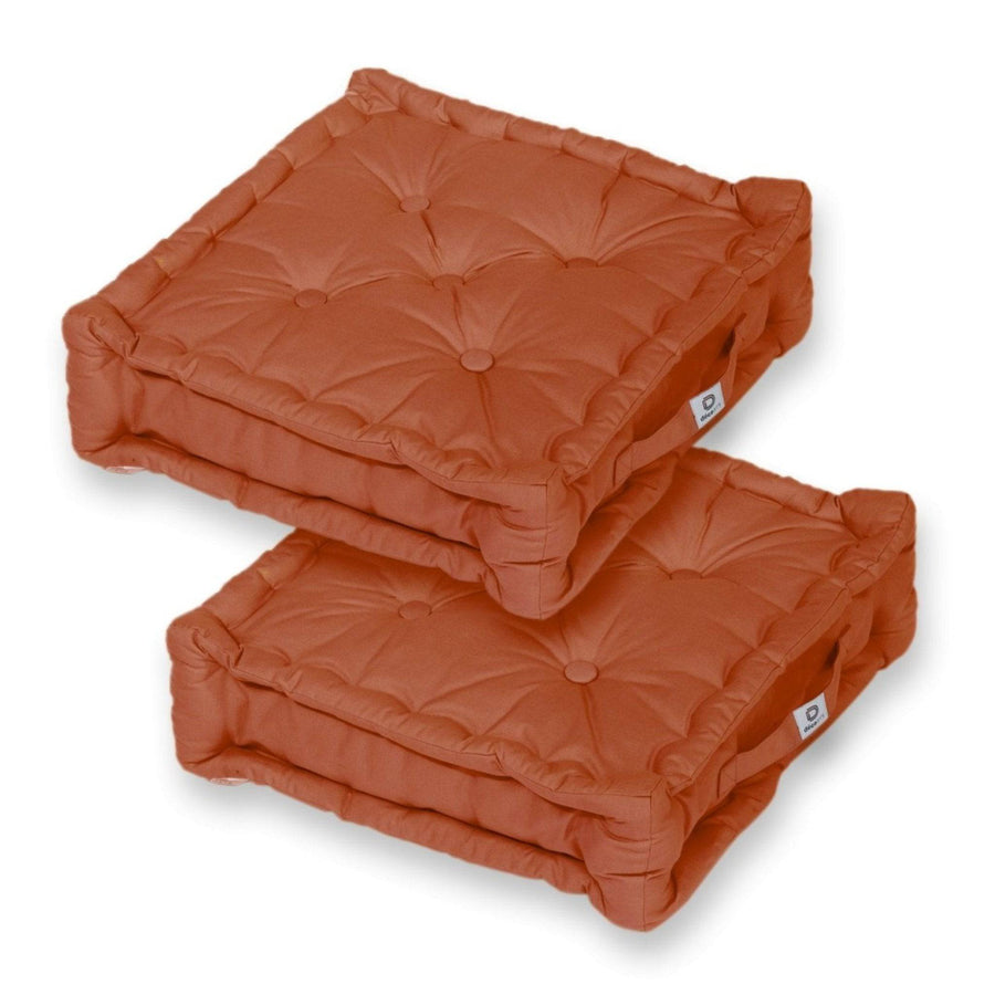 Lote de 2 Cojines de Suelo XL 50x50 Terracota, grosor de 15 cm