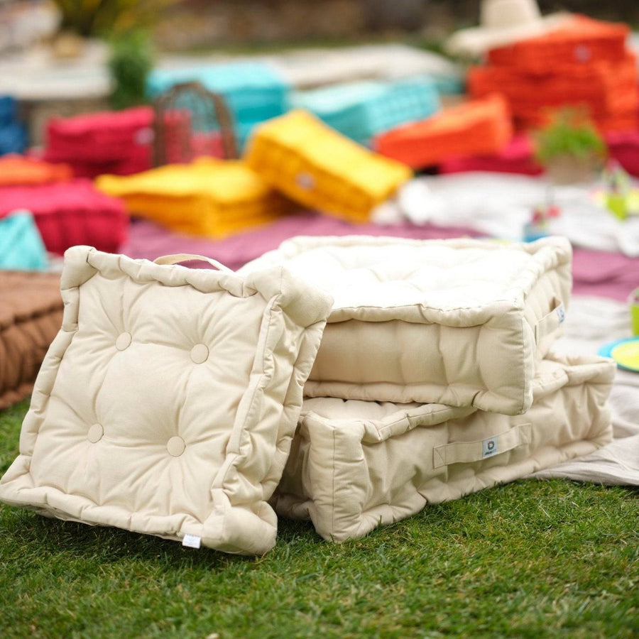 Coussin de sol lot de 2  - 60 x 60 cm Beige Clair - Deco-arts.fr