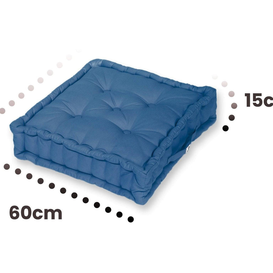 Lot de 2 Coussins de Sol Géant 60x60 Bleu Pétrole, tissu anti-UV et déperlant