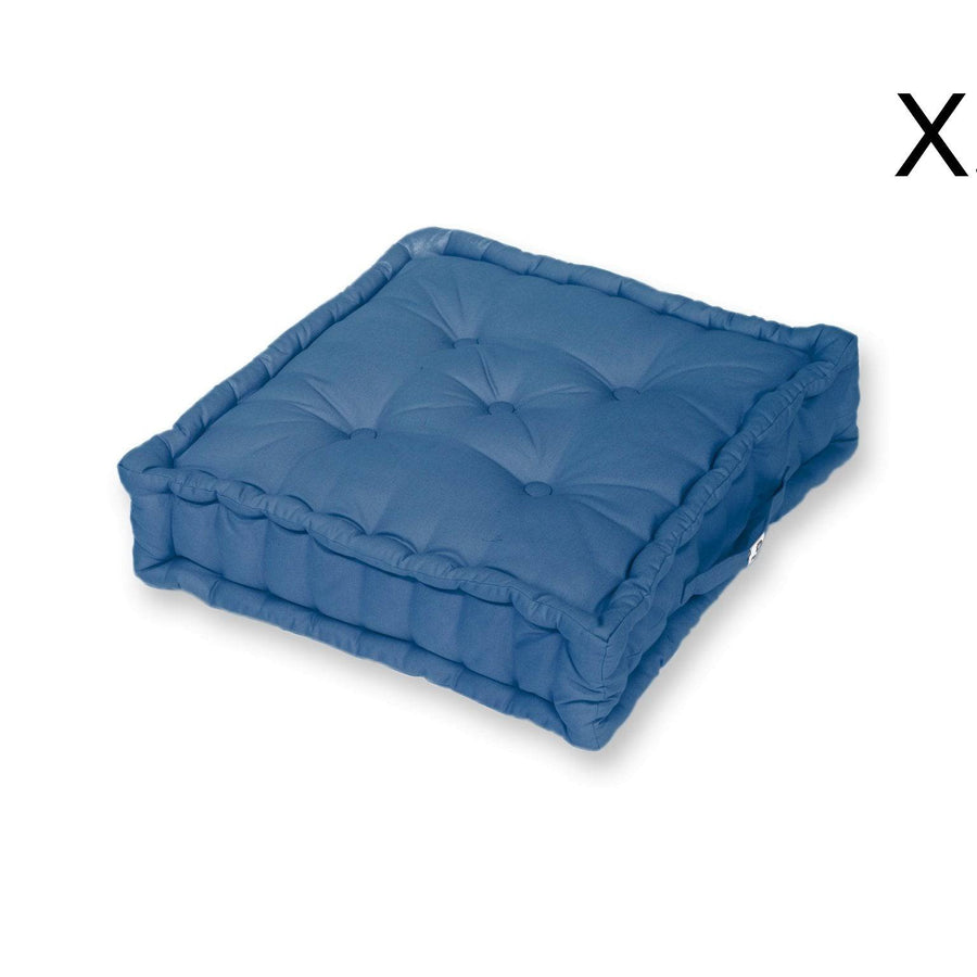 Lot de 2 Coussins de Sol Géant 60x60 Bleu Pétrole, tissu polyester