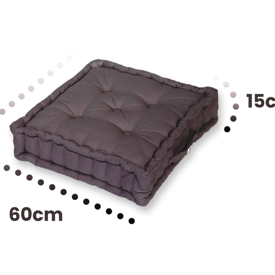 Lote de 2 Cojines de Suelo Gigantes 60x60 Gris Carbón, tejido anti-UV e hidrófugo