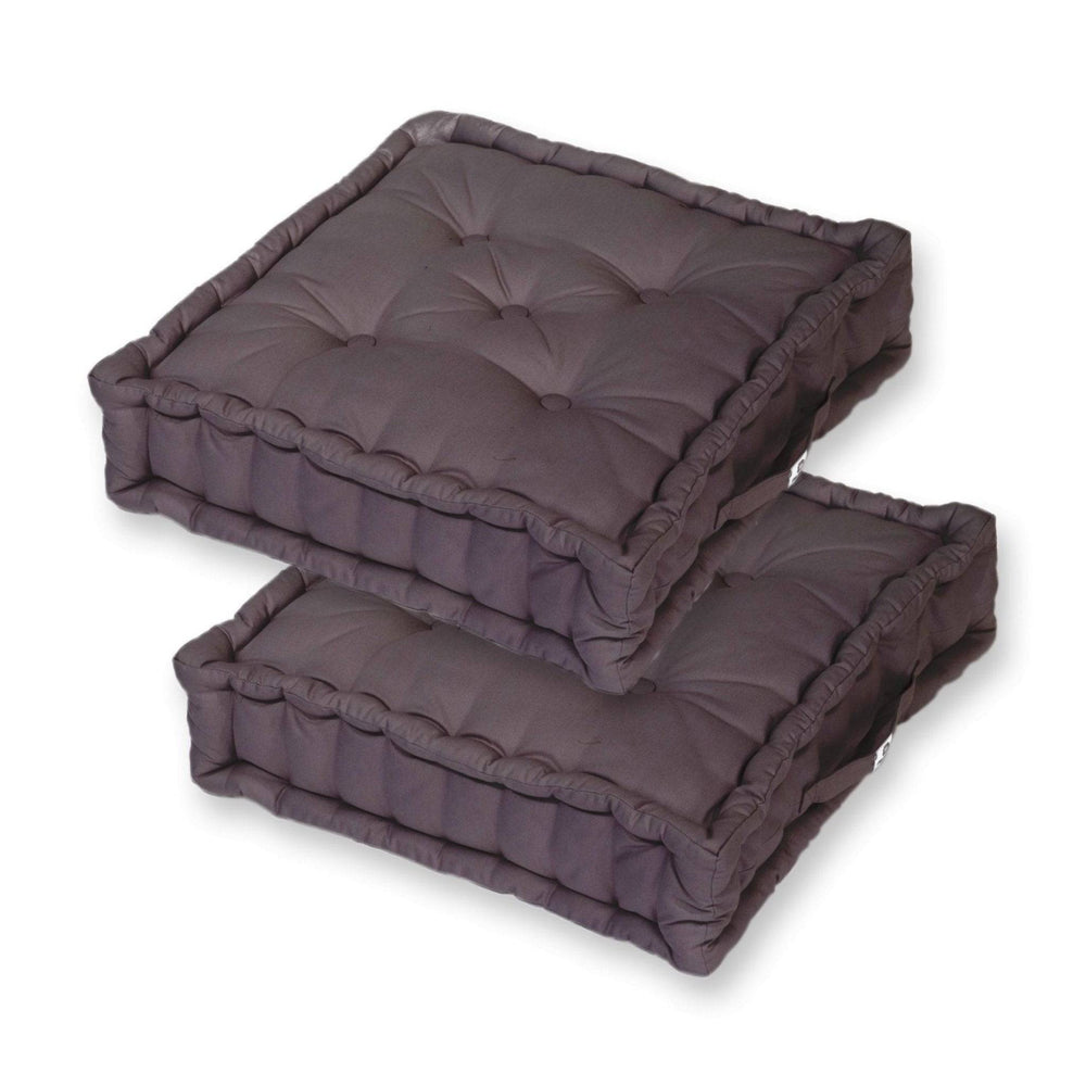 Lote de 2 Cojines de Suelo Gigantes 60x60 Gris Carbón, grosor de 15 cm