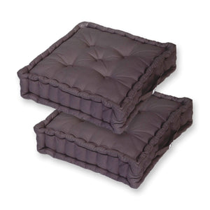 Lot de 2 Coussins de Sol Géant 60x60 Gris Carbone - Épais 15cm & Poignée
